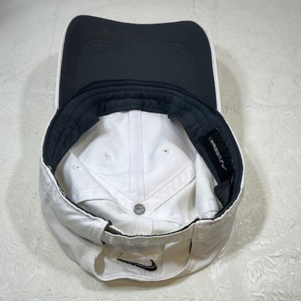 Nike Golf Cap Hat White Black Swoosh Emblem Adjustable Lightweight - Picture 5 of 11